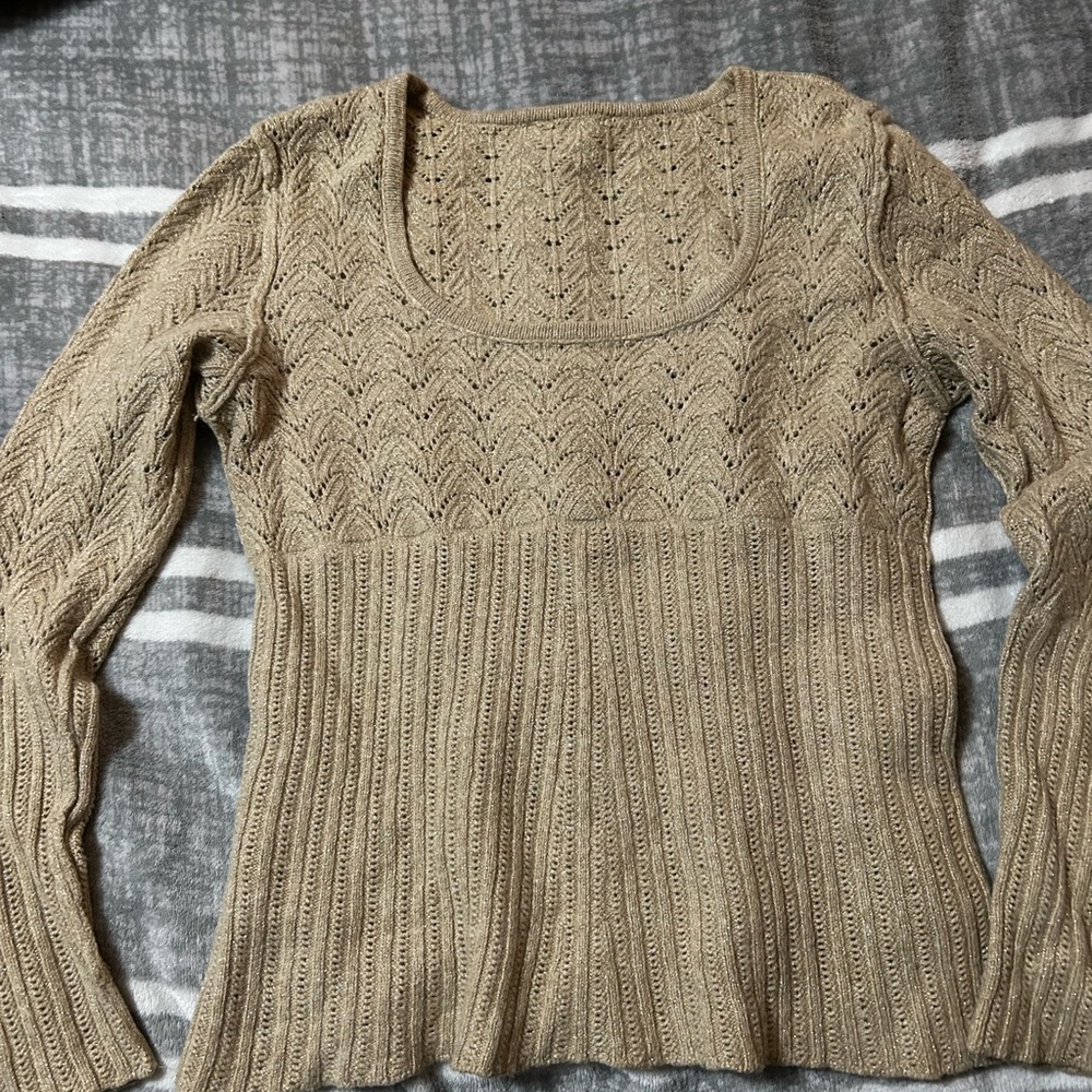 Hillard & Hanson Beige Scoop Neck Sweater